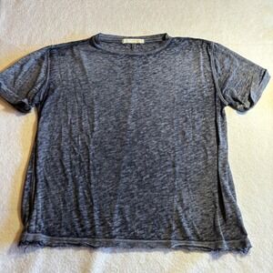 WE THE FREE  Cassidy Knit Distressed Burnout T‎ Shirt Blue Gray Heathered  Small